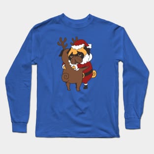 Pug Hugs Christmas Long Sleeve T-Shirt